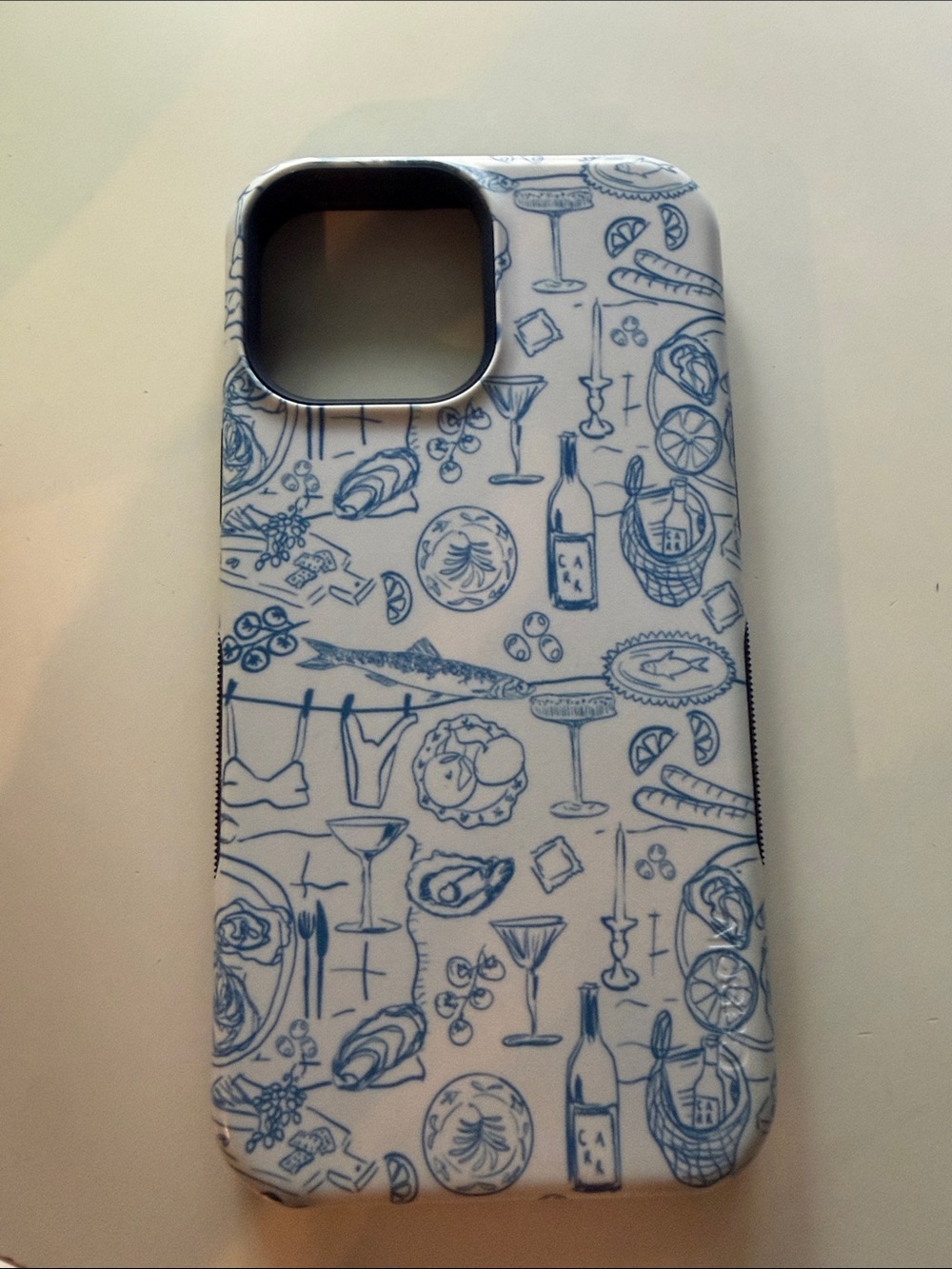 Blue & White Illustrated Protective Phone Case - Unbranded